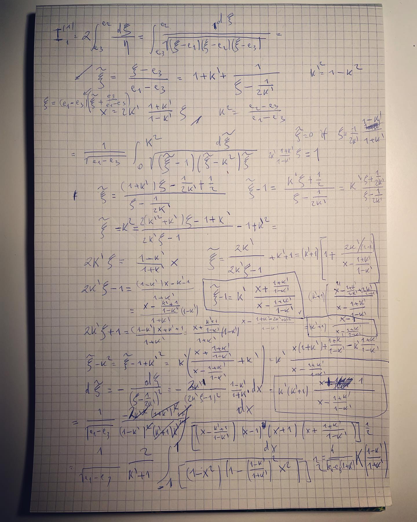 Elliptic computation by hand