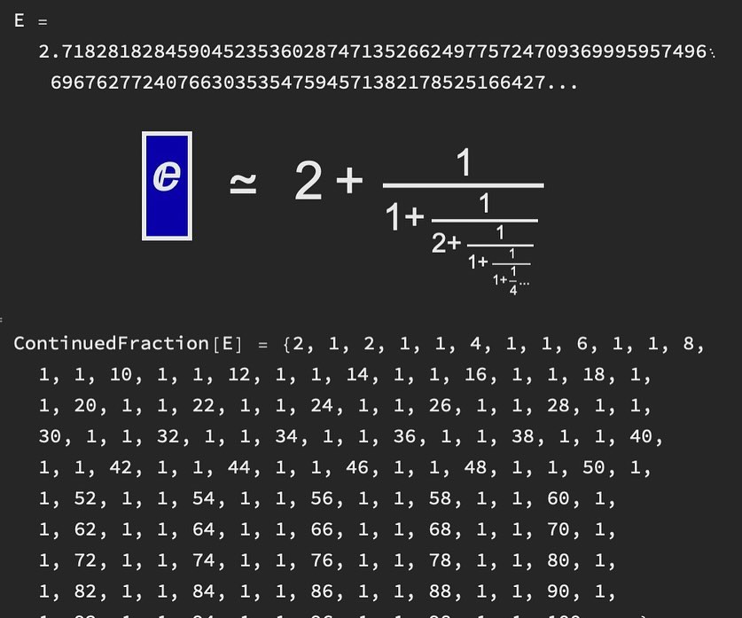 Continued fraction of e